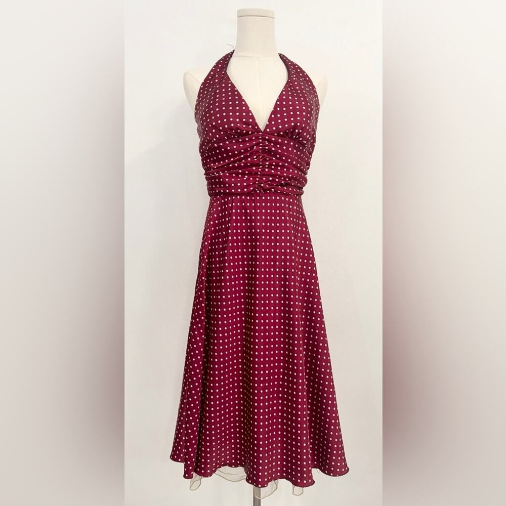 Speechless Wine Red One-Shoulder Polka Dot Dress